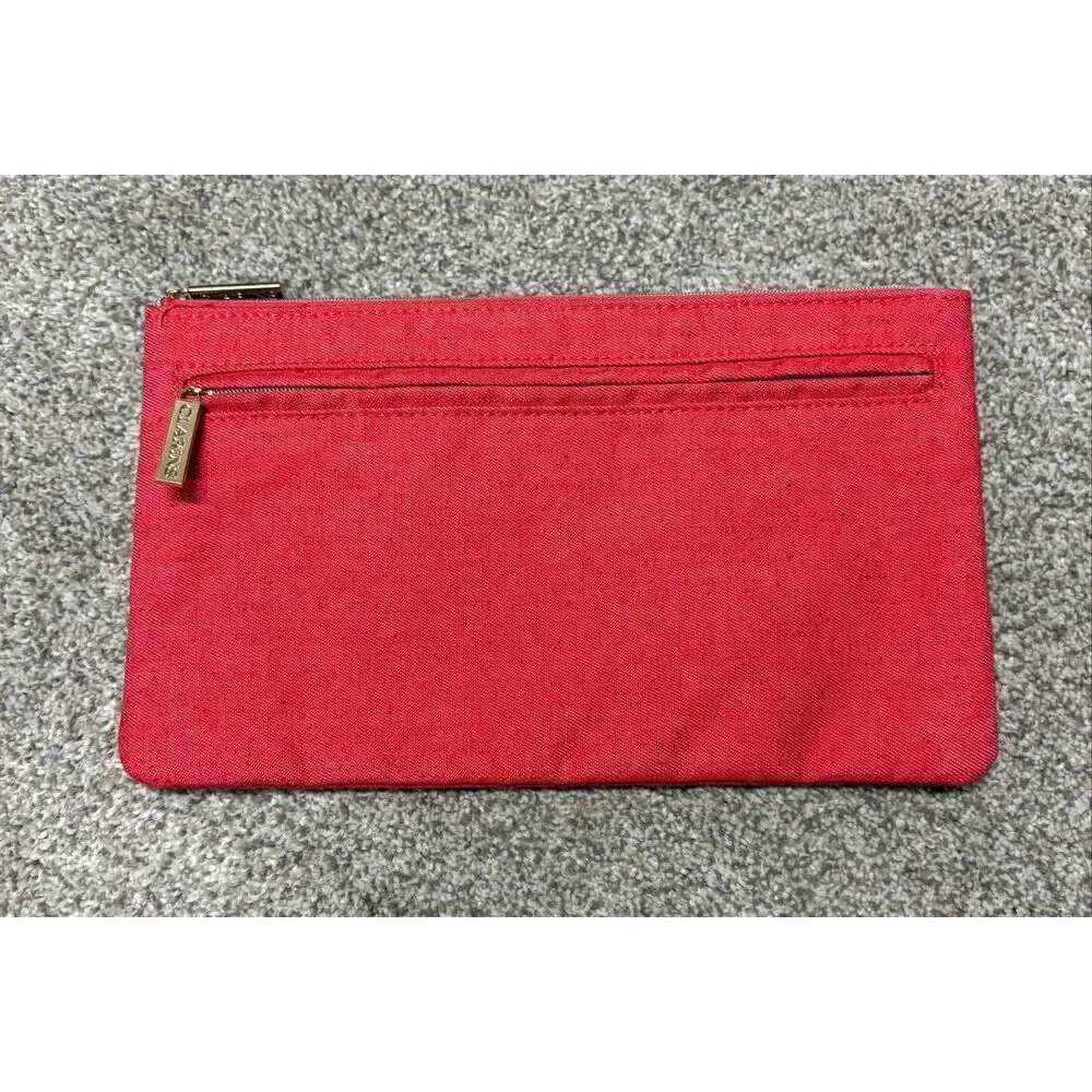 Clarins cosmetic make up bag with additional zip pocket